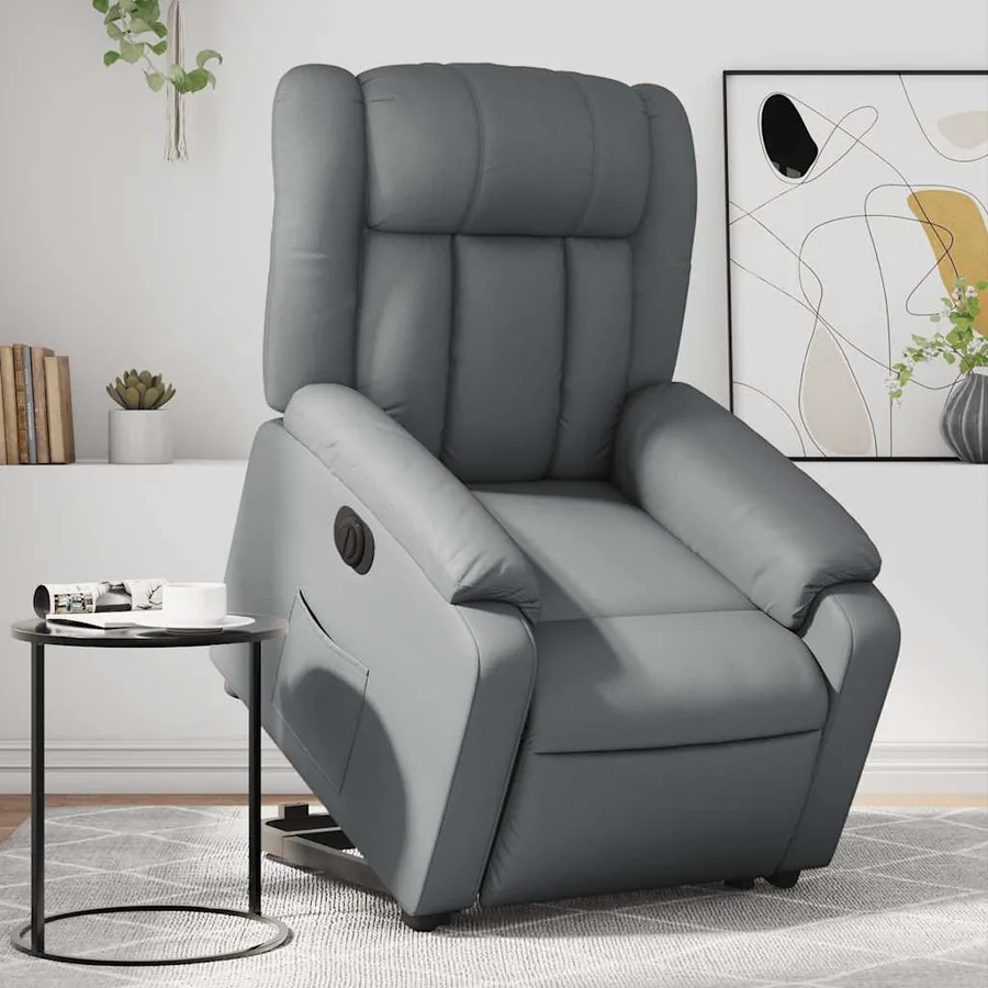Fauteuil inclinable électrique gris similicuir
