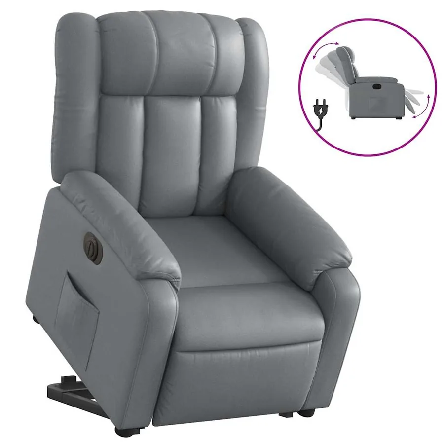 Fauteuil inclinable électrique gris similicuir - 2