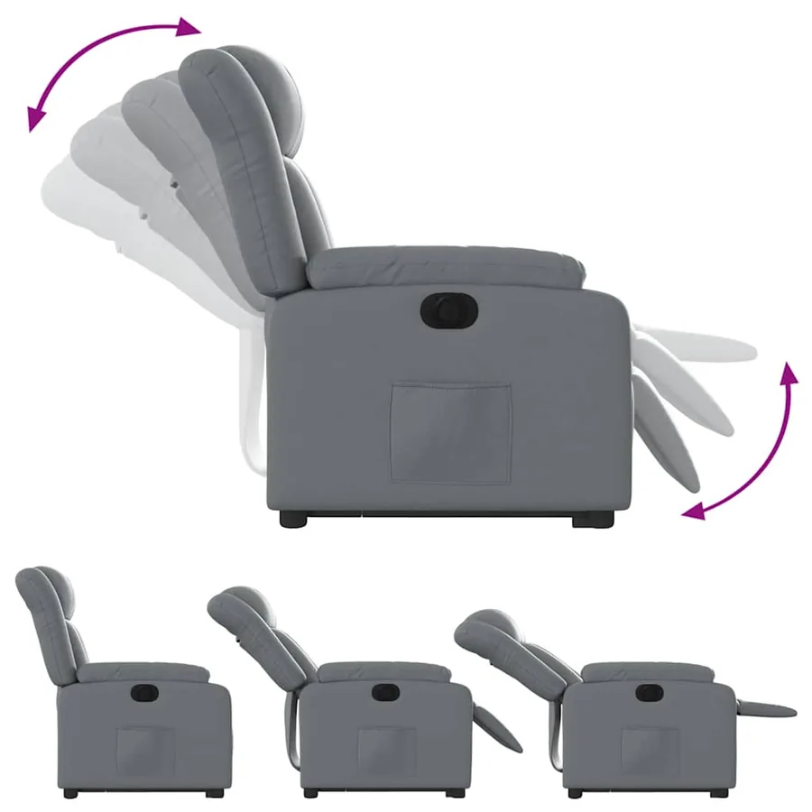 Fauteuil inclinable électrique gris similicuir - 7