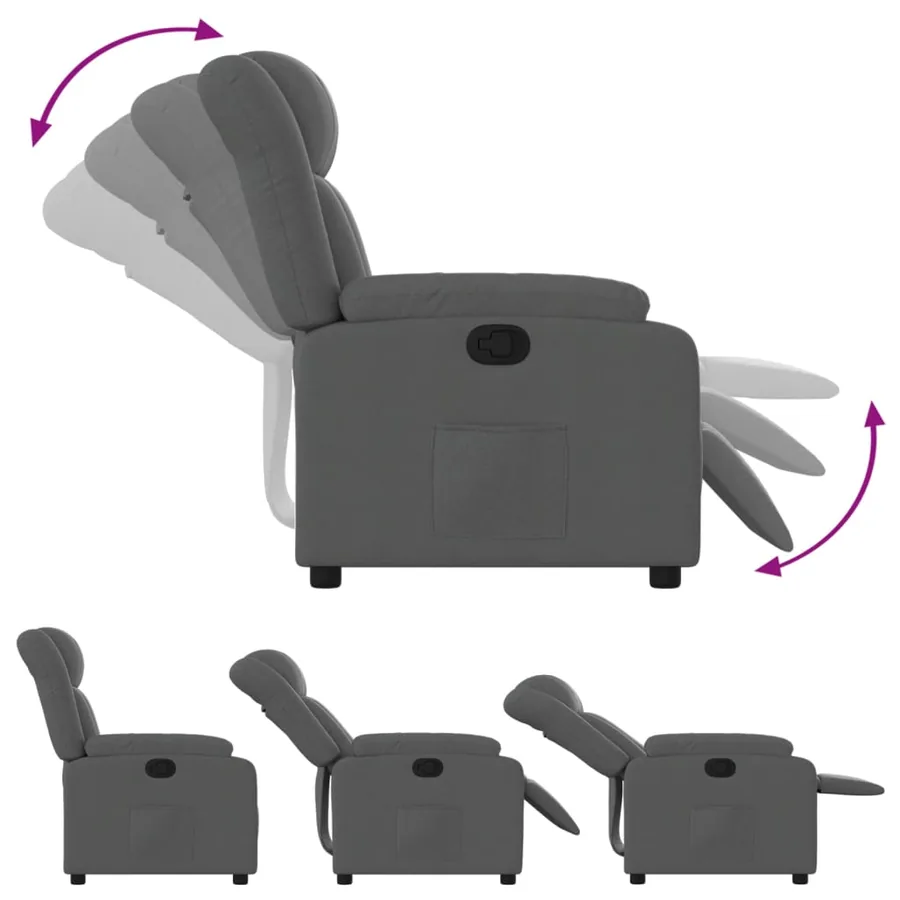 Fauteuil inclinable en tissu gris foncé - 4