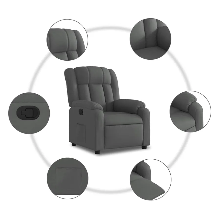 Fauteuil inclinable en tissu gris foncé - 5