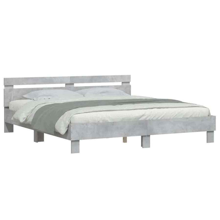 Cadre de lit avec LED sans matelas gris béton 180x200 cm - 3