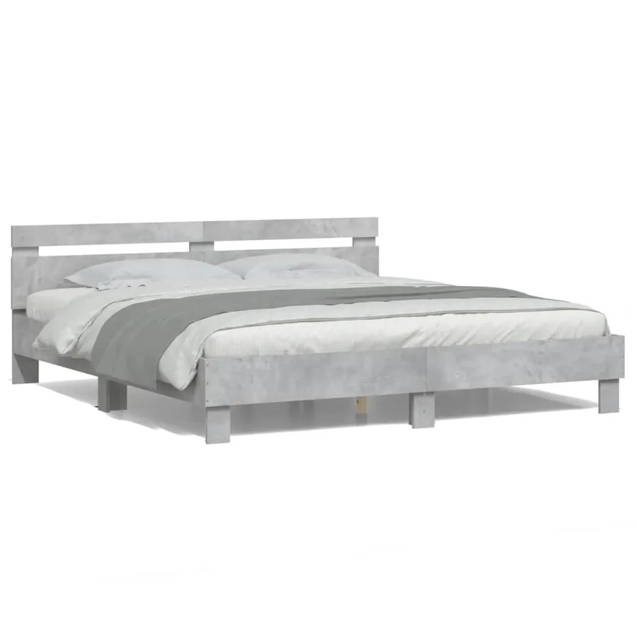 Cadre de lit avec LED sans matelas gris béton 180x200 cm - 5