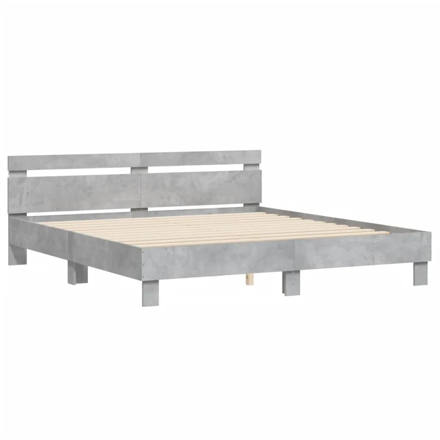 Cadre de lit avec LED sans matelas gris béton 180x200 cm - 6