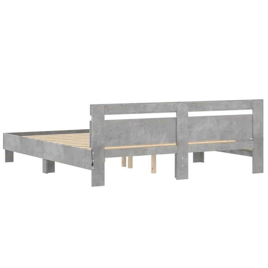 Cadre de lit avec LED sans matelas gris béton 180x200 cm - 9