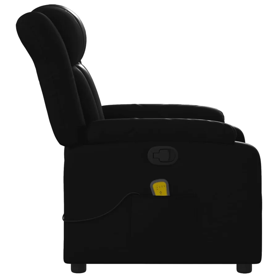 Fauteuil de massage inclinable noir similicuir - 8