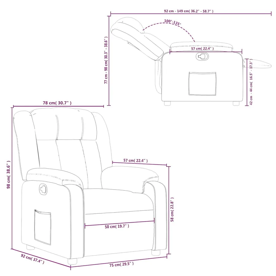 Fauteuil inclinable Gris foncé Tissu - 11
