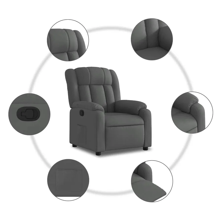 Fauteuil inclinable Gris foncé Tissu - 5