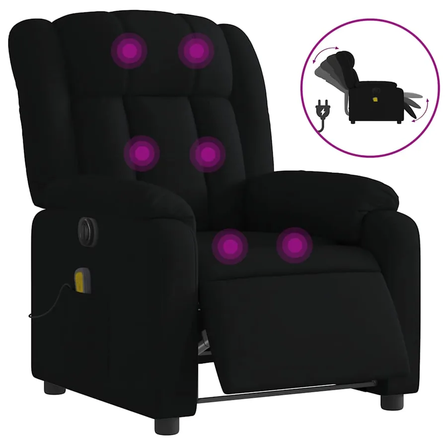 Fauteuil de massage inclinable électrique Noir Tissu - 2