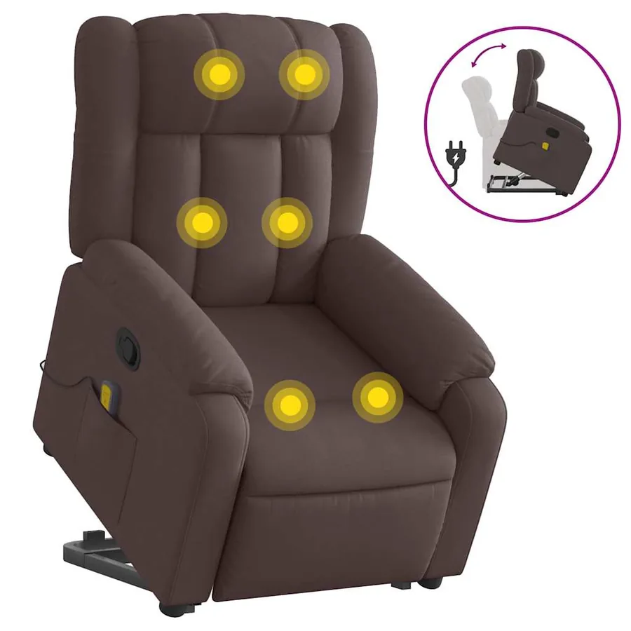 Fauteuil inclinable de massage Marron foncé Tissu - 2