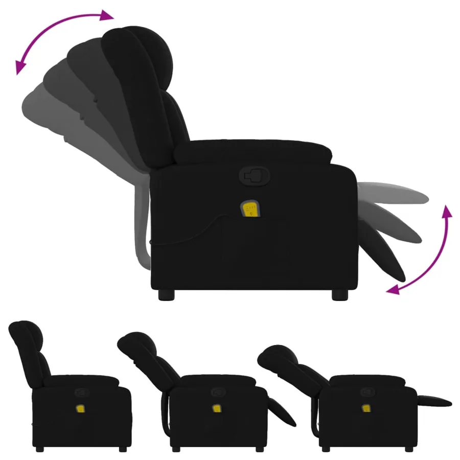 Fauteuil inclinable de massage noir tissu - 5