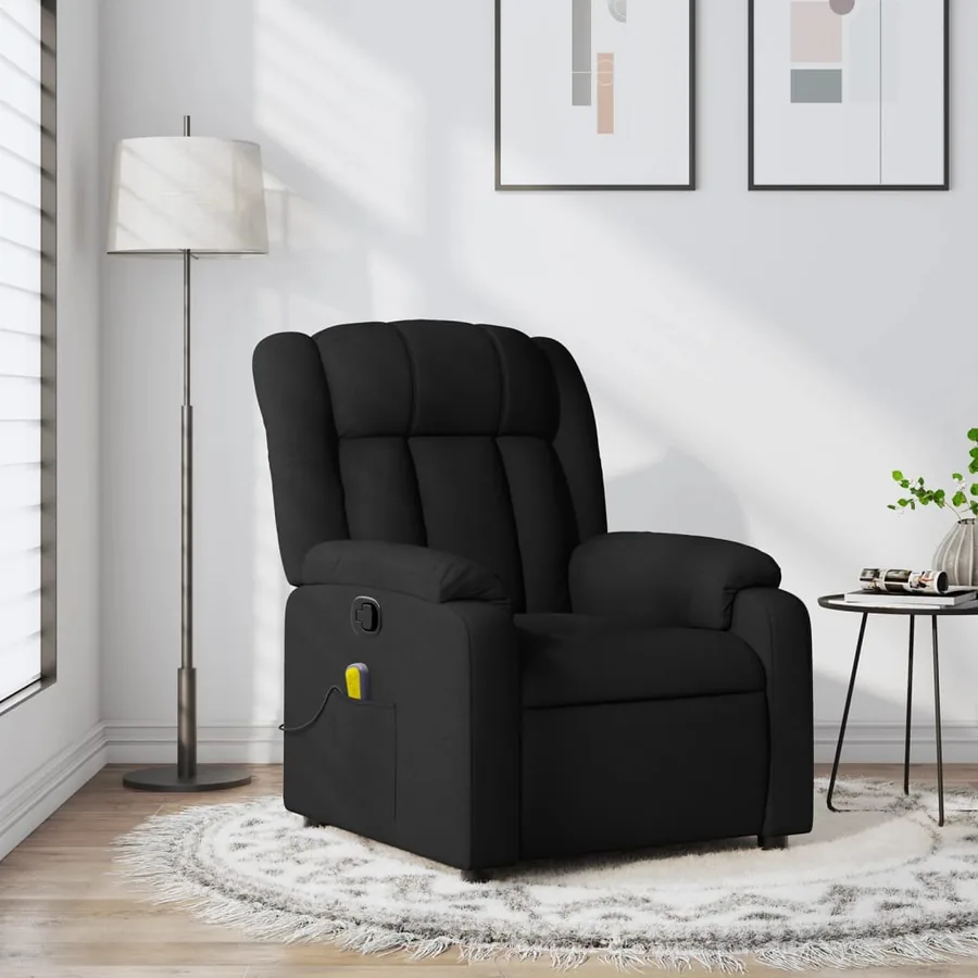 Fauteuil de massage inclinable noir tissu