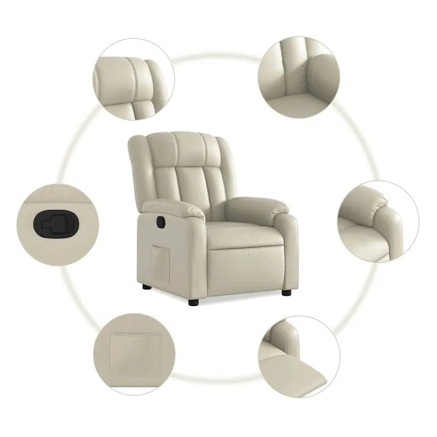 Fauteuil inclinable Crème Similicuir - 5