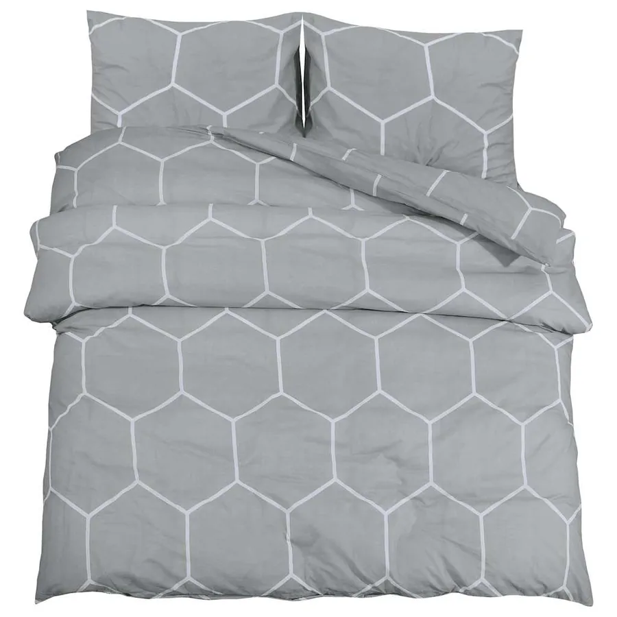 Ensemble de housse de couette Gris 200x200 cm Coton - 2