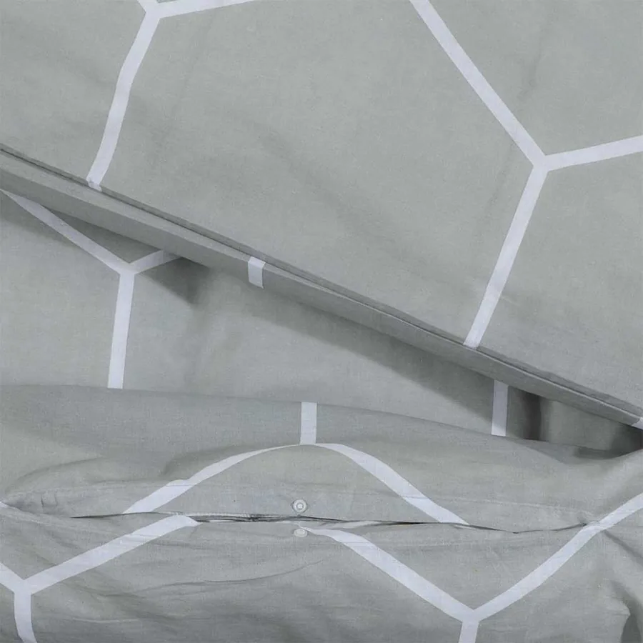 Ensemble de housse de couette Gris 200x200 cm Coton - 4