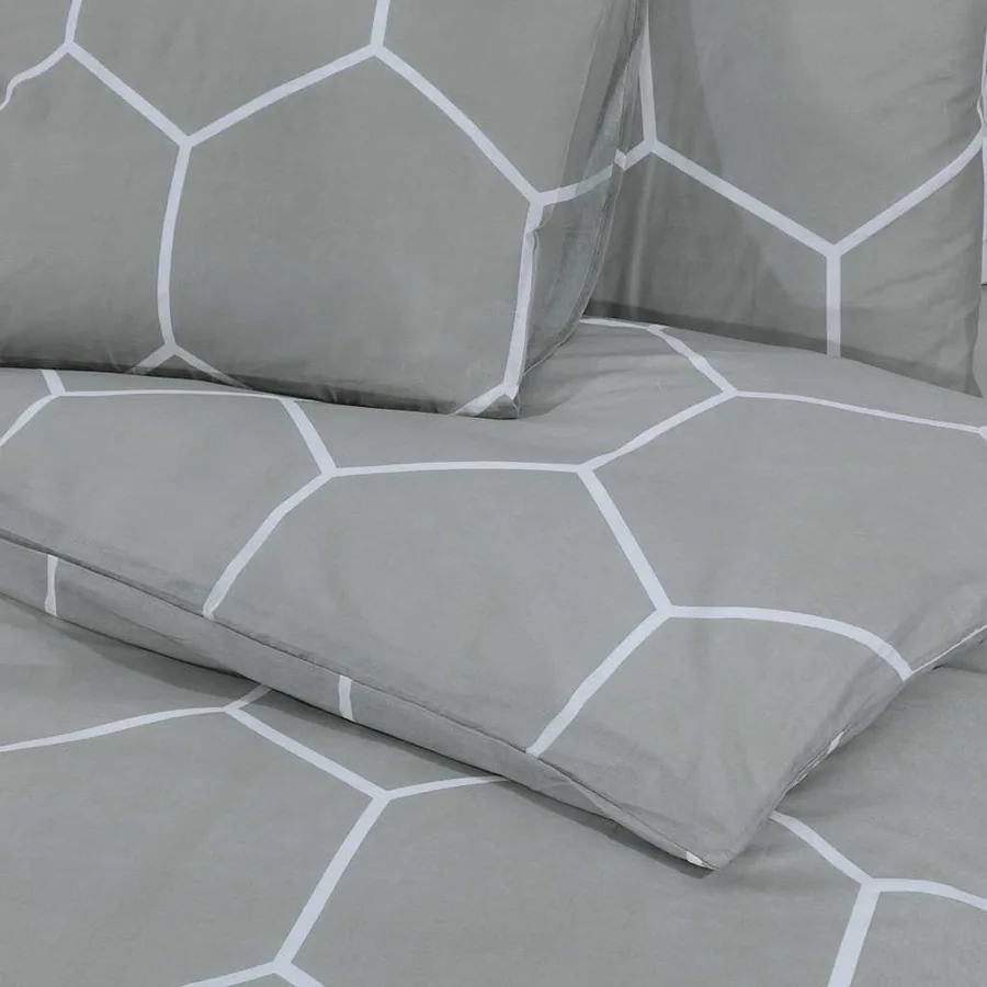 Ensemble de housse de couette Gris 200x200 cm Coton - 5