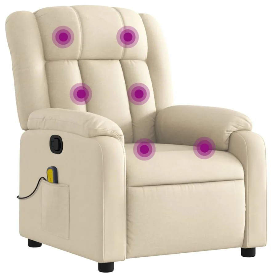 Fauteuil inclinable de massage crème tissu - 2