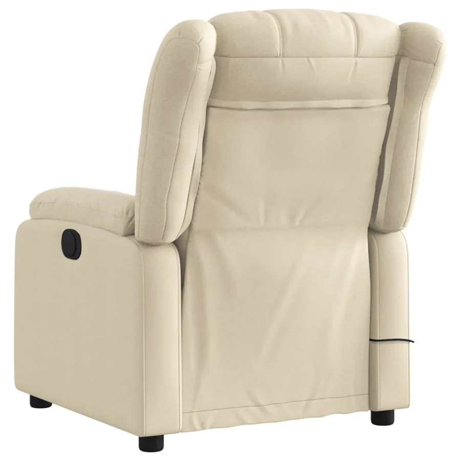Fauteuil inclinable de massage crème tissu - 4