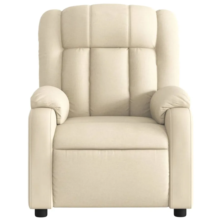 Fauteuil inclinable de massage crème tissu - 7