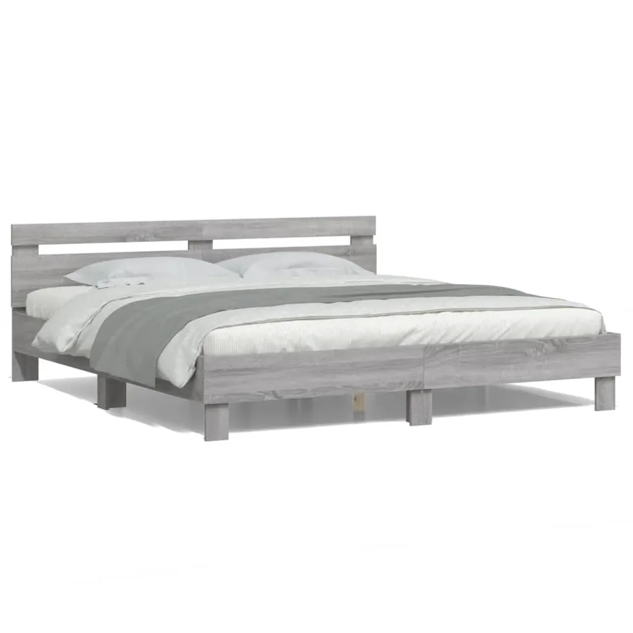 Cadre de lit avec LED sans matelas sonoma gris 160x200 cm - 5