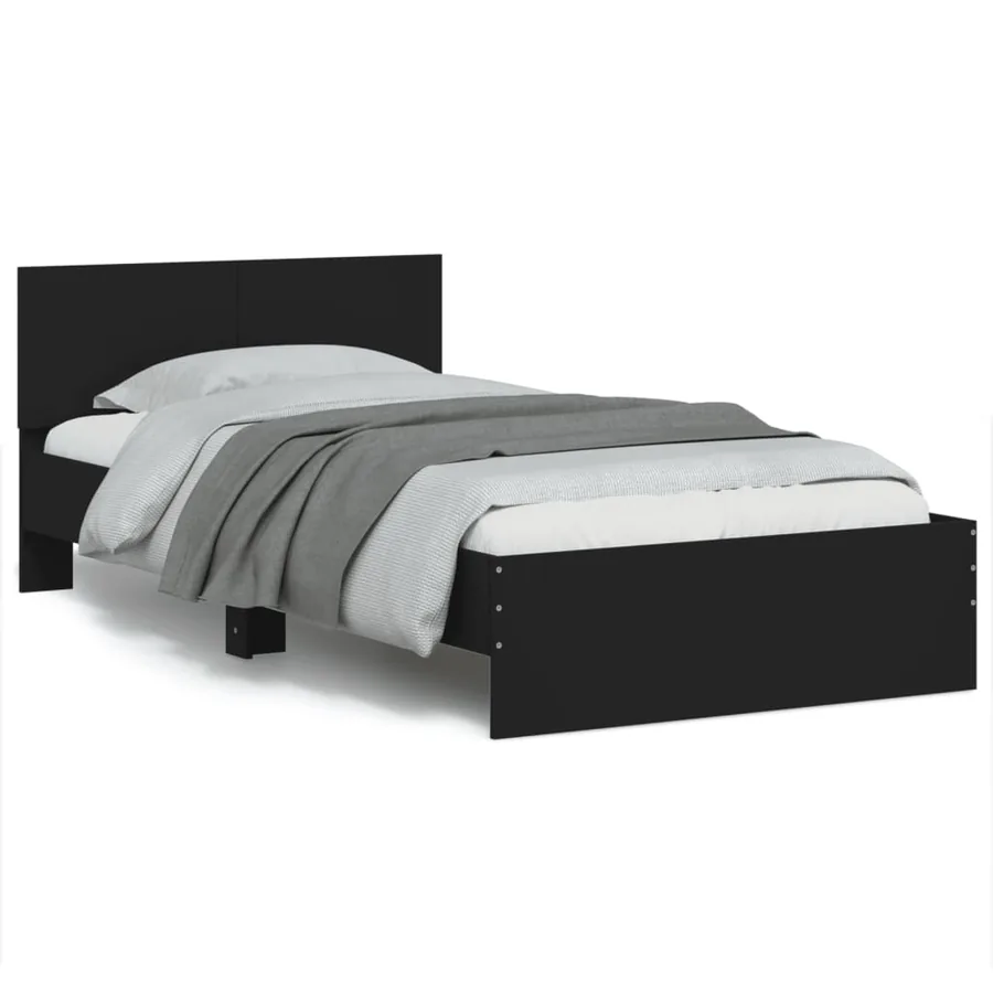 Cadre de lit sans matelas avec tête de lit noir 100x200 cm - 2