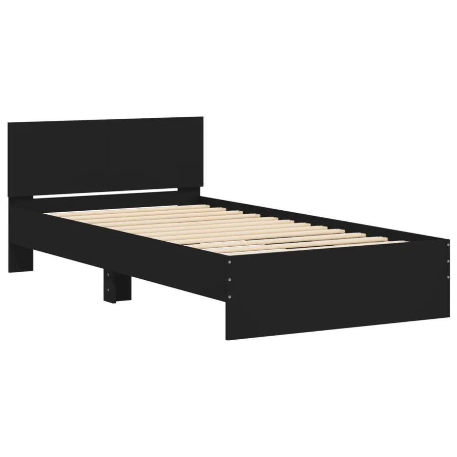 Cadre de lit sans matelas avec tête de lit noir 100x200 cm - 3