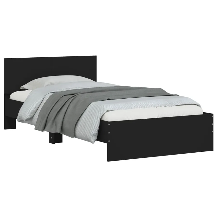 Cadre de lit sans matelas avec tête de lit noir 100x200 cm - 4