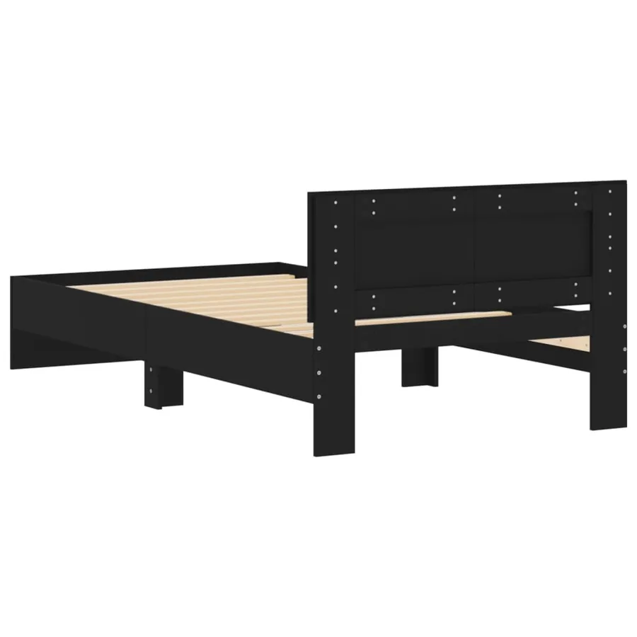 Cadre de lit sans matelas avec tête de lit noir 100x200 cm - 7