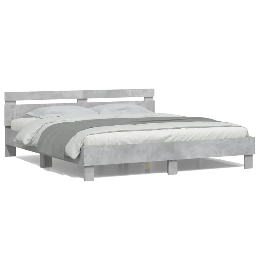 Cadre de lit avec LED sans matelas gris béton 160x200 cm - 5