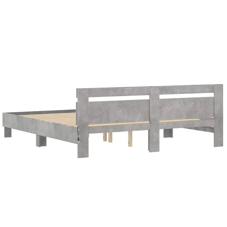 Cadre de lit avec LED sans matelas gris béton 160x200 cm - 9