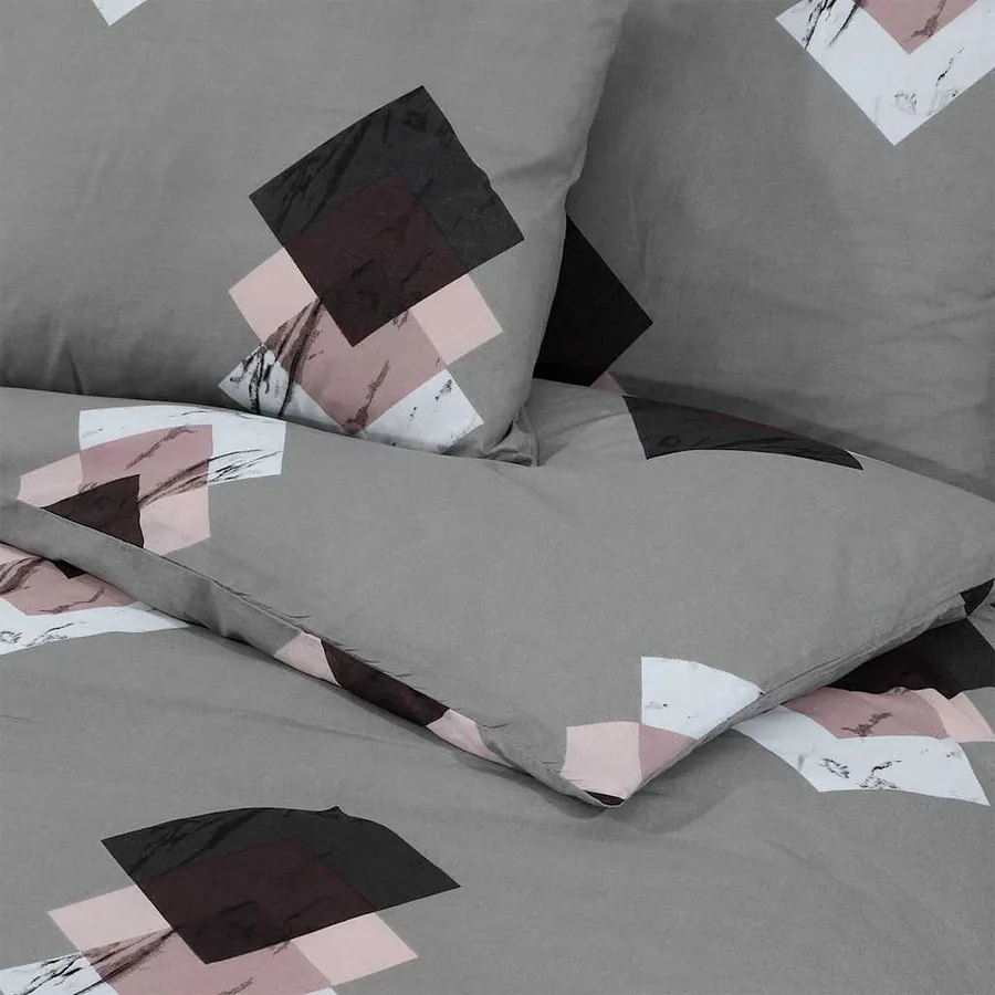 Ensemble de housse de couette Gris 140x200 cm Coton - 5