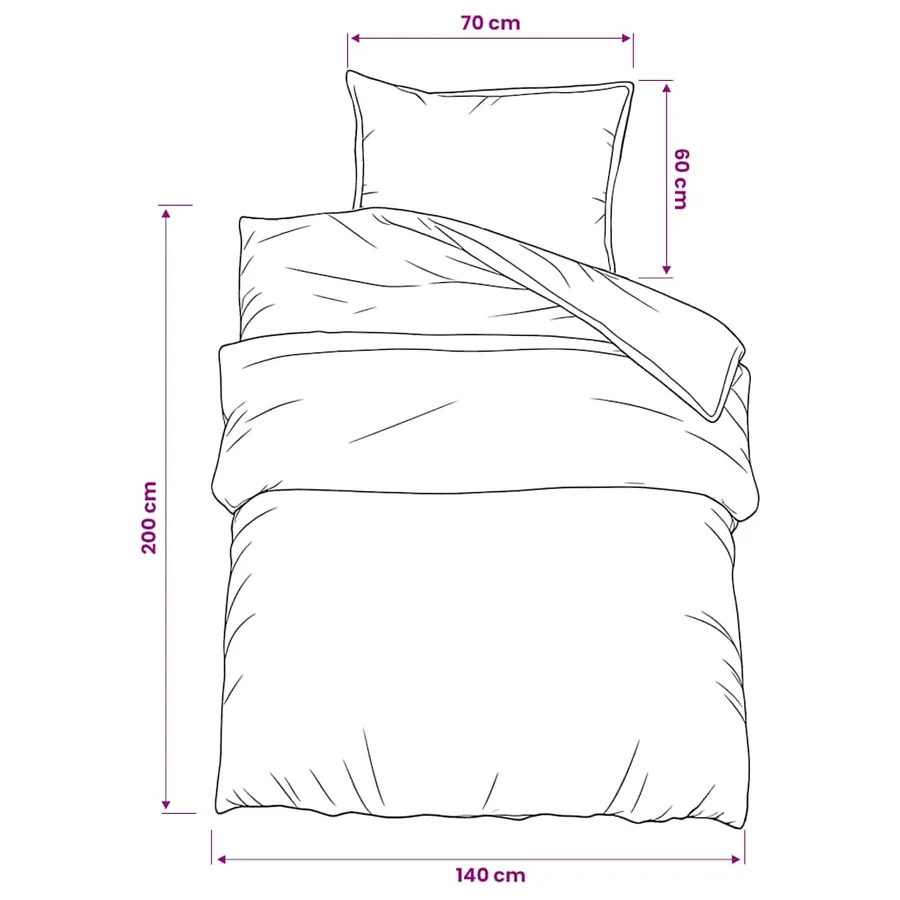 Ensemble de housse de couette Gris 140x200 cm Coton - 6