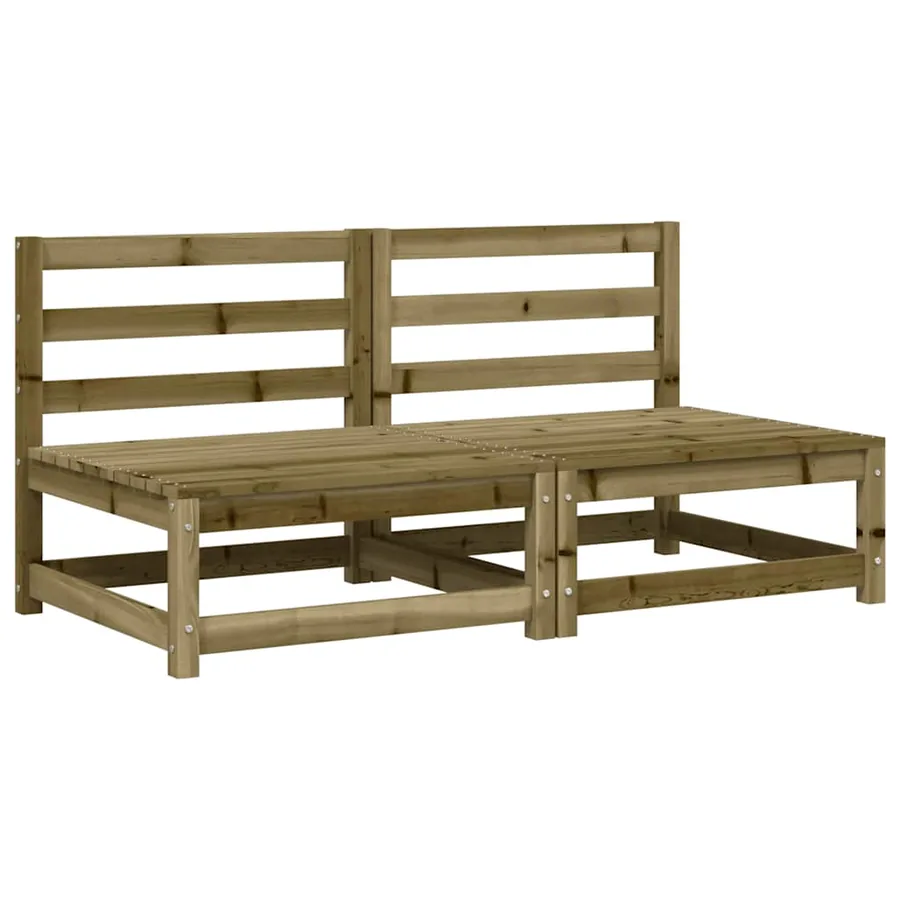 Canapés jardin sans accoudoirs coussins 2 pcs bois pin imprégné - 4