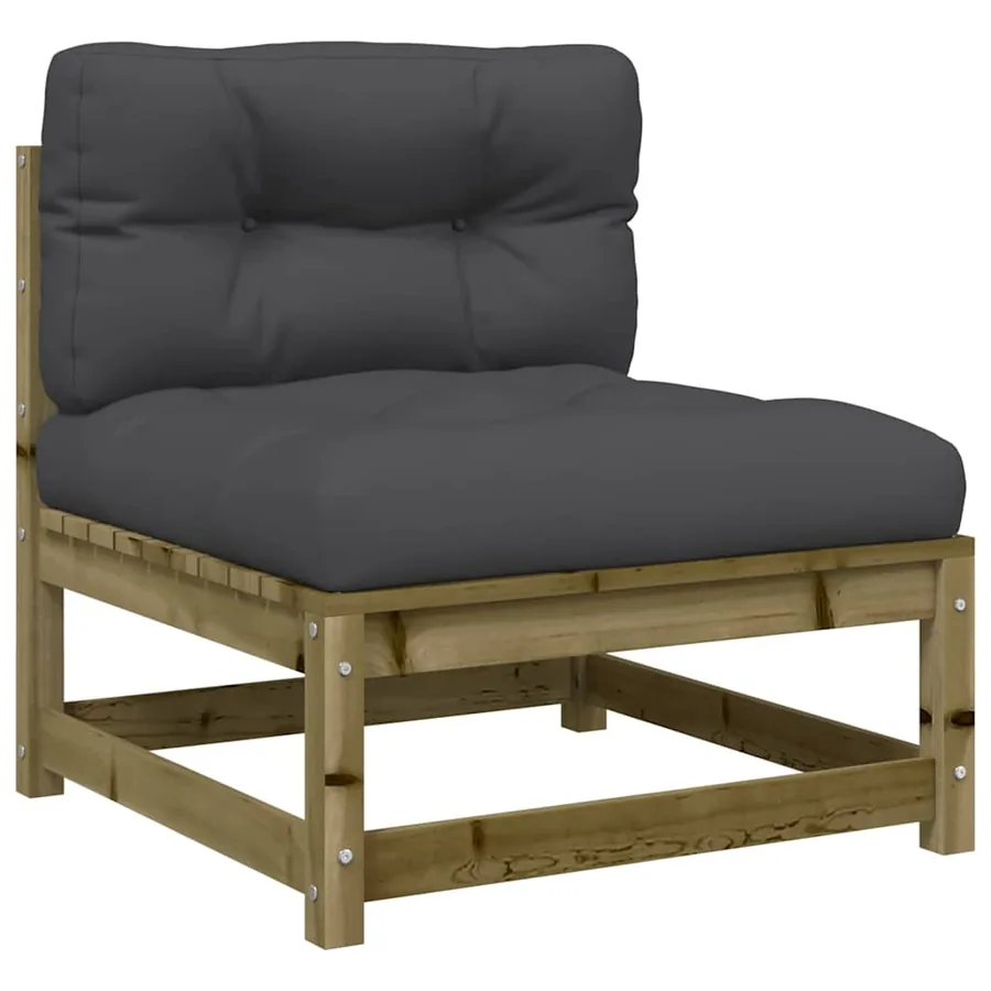 Canapés jardin sans accoudoirs coussins 2 pcs bois pin imprégné - 5