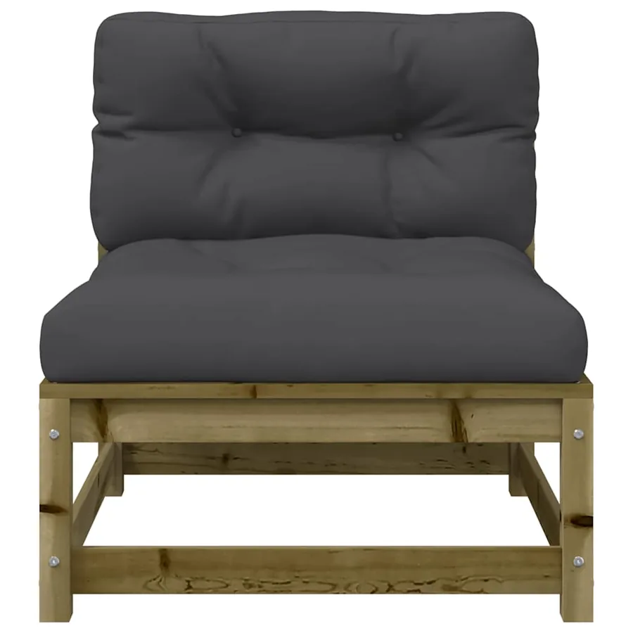 Canapés jardin sans accoudoirs coussins 2 pcs bois pin imprégné - 6