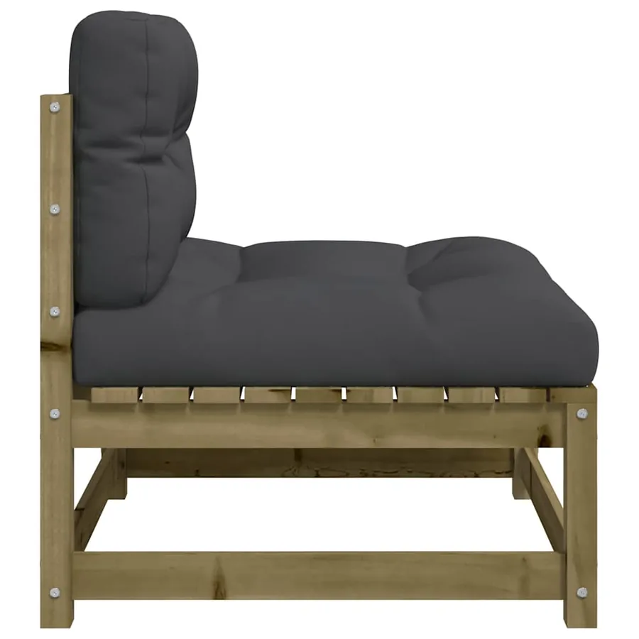 Canapés jardin sans accoudoirs coussins 2 pcs bois pin imprégné - 7
