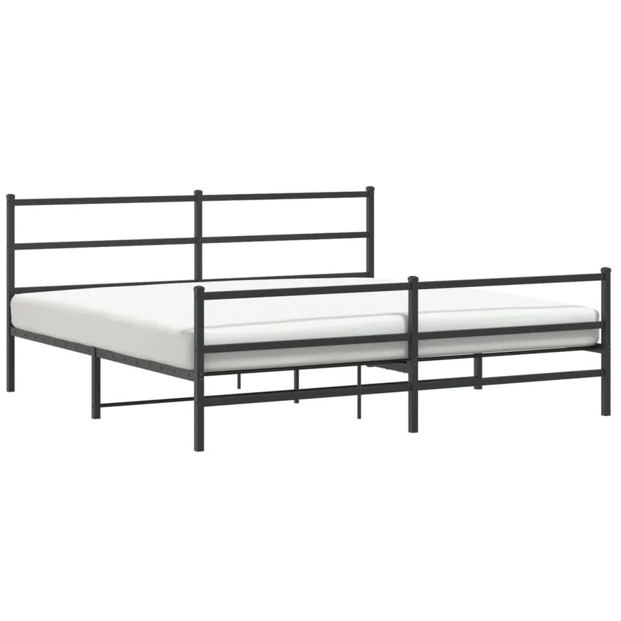 Cadre de lit métal sans matelas avec pied de lit noir 183x213cm - 2