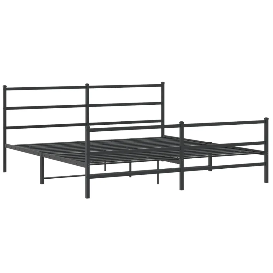 Cadre de lit métal sans matelas avec pied de lit noir 183x213cm - 3