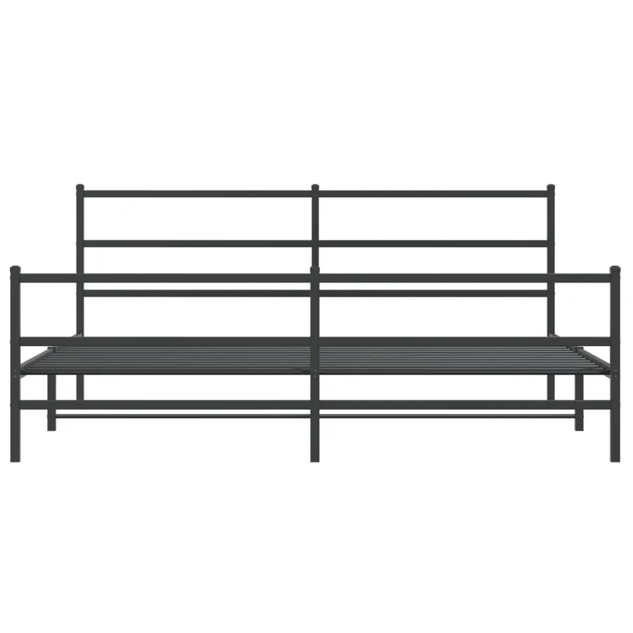 Cadre de lit métal sans matelas avec pied de lit noir 183x213cm - 5