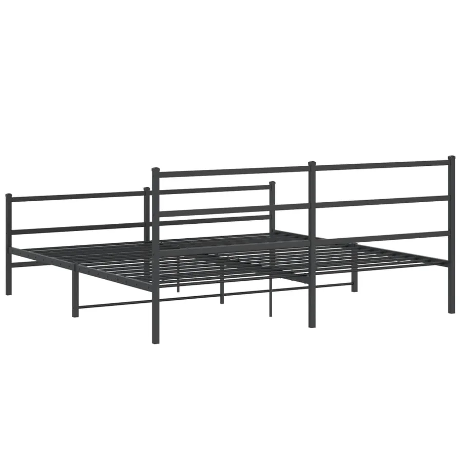 Cadre de lit métal sans matelas avec pied de lit noir 183x213cm - 7