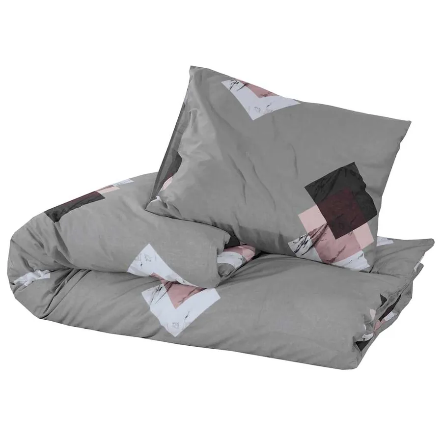 Ensemble de housse de couette Gris 135x200 cm Coton - 3