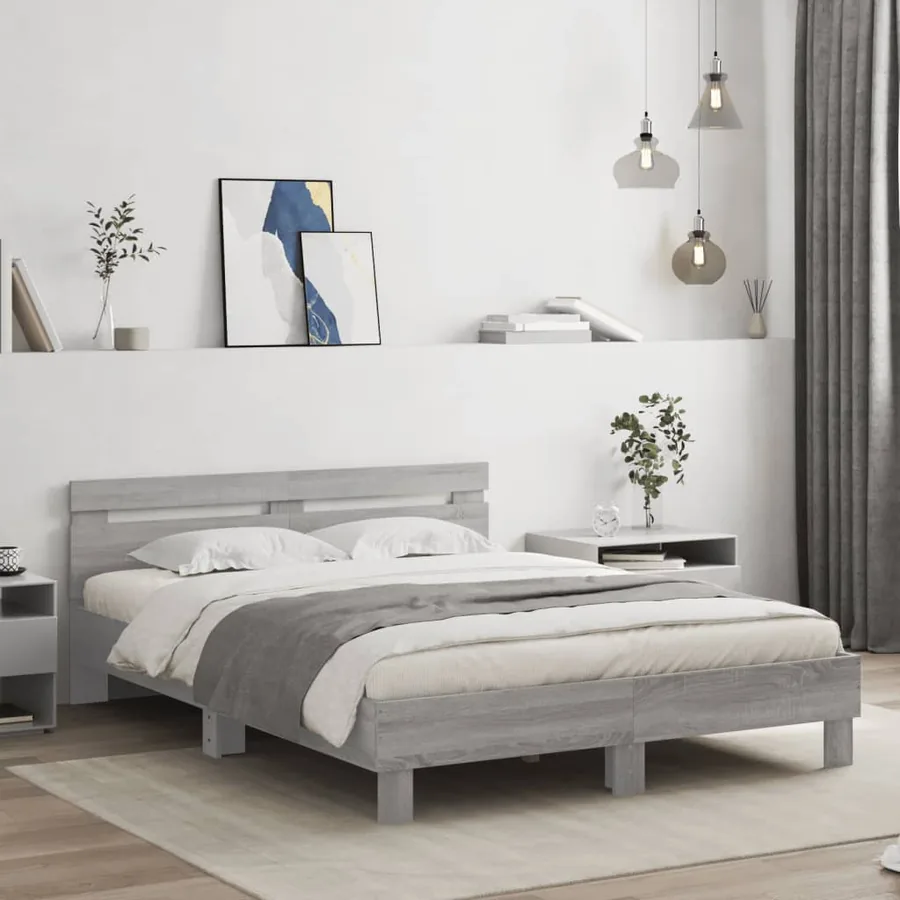 Cadre de lit sans matelas sonoma gris 140x190 cm