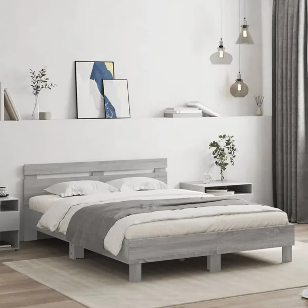 Cadre de lit sans matelas sonoma gris 140x190 cm
