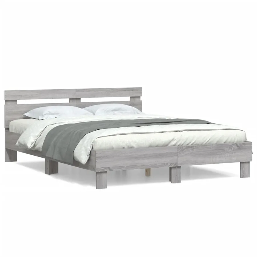 Cadre de lit sans matelas sonoma gris 140x190 cm - 2