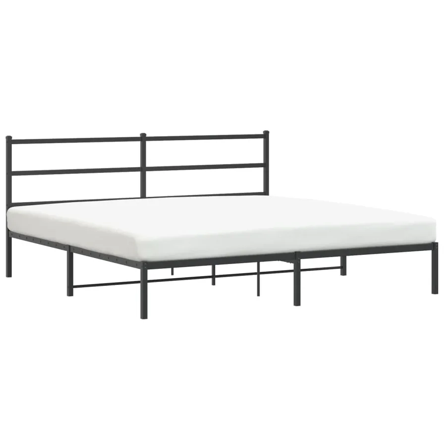 Cadre de lit métal sans matelas et tête de lit noir 180x200 cm - 2