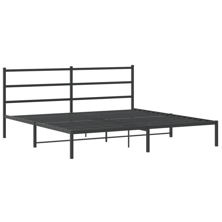 Cadre de lit métal sans matelas et tête de lit noir 180x200 cm - 3