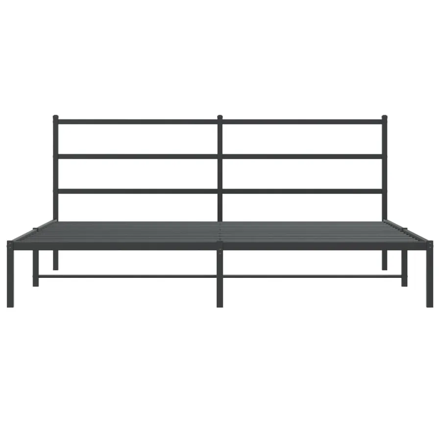 Cadre de lit métal sans matelas et tête de lit noir 180x200 cm - 5