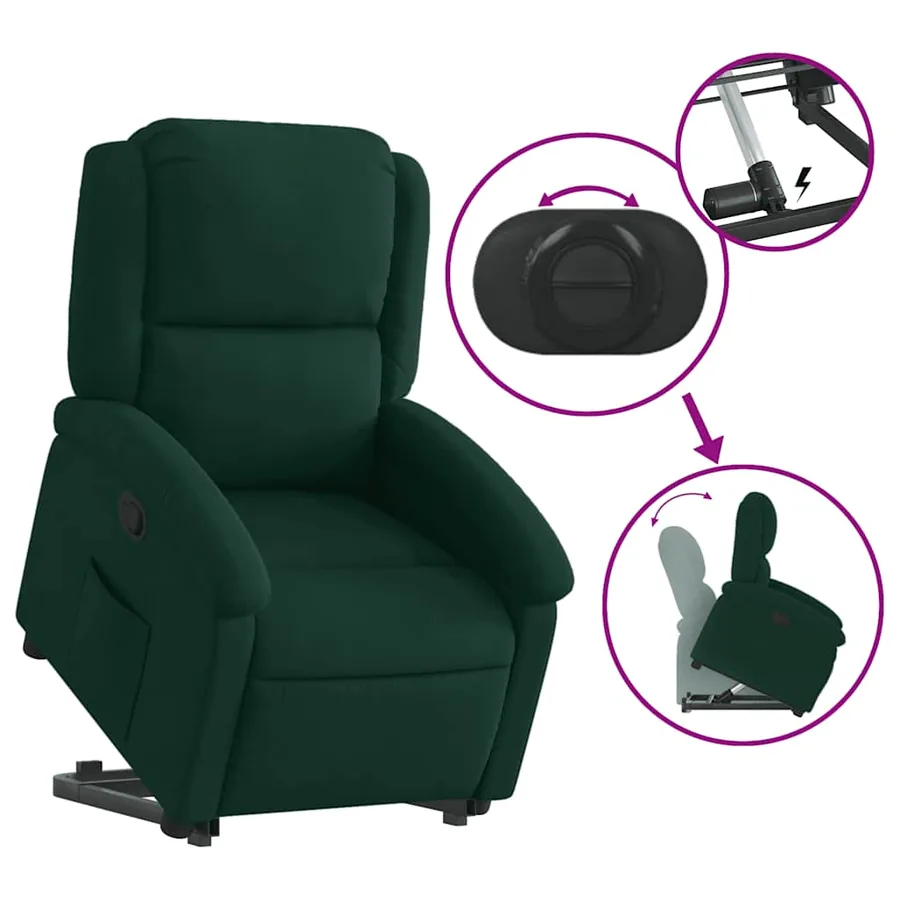 Fauteuil inclinable Vert foncé Velours - 6