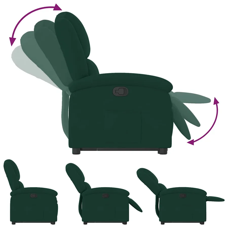 Fauteuil inclinable Vert foncé Velours - 7