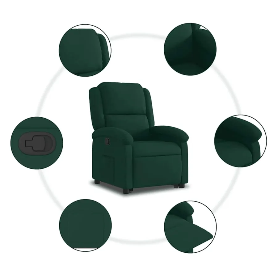 Fauteuil inclinable Vert foncé Velours - 8